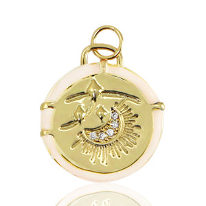 Mond Enamel beige  - Anhänger