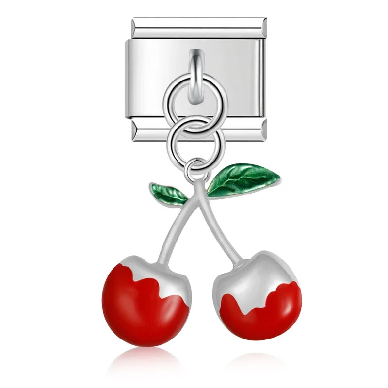 Kirsche silber rot - ItalianCharm