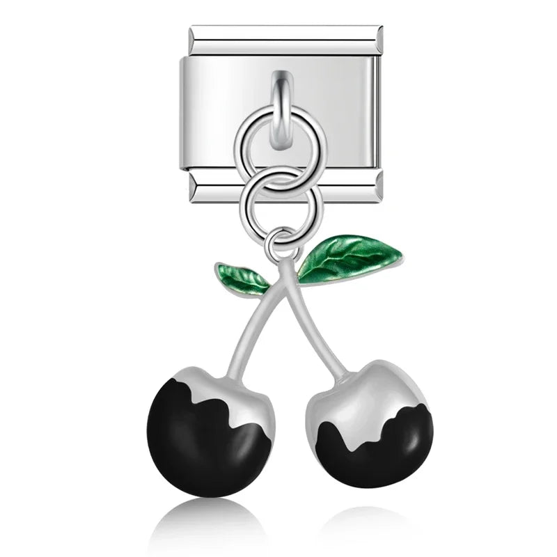 Kirsche silber schwarz - ItalianCharm