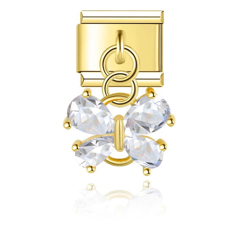 Gold Crystal Butterfly - Italian Charm