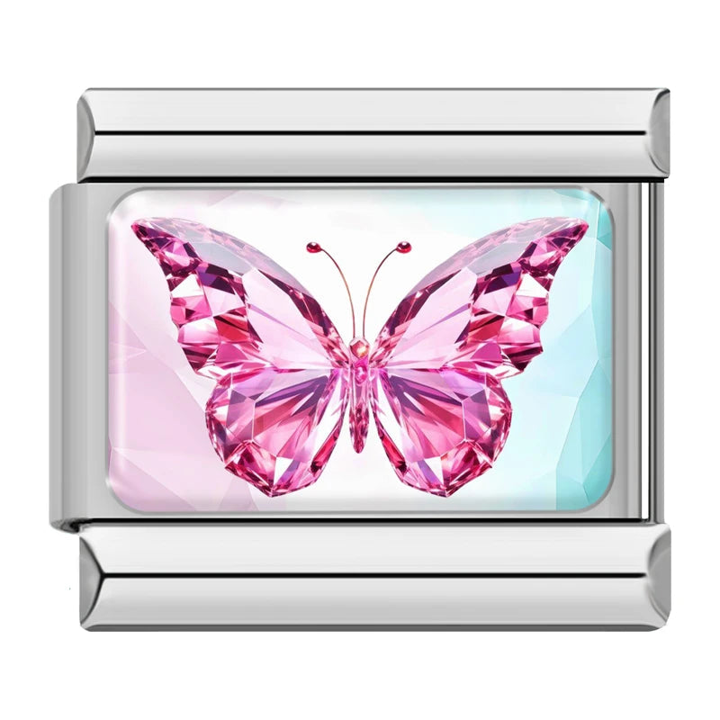 Pink Crystal Butterfly - Italian Charm