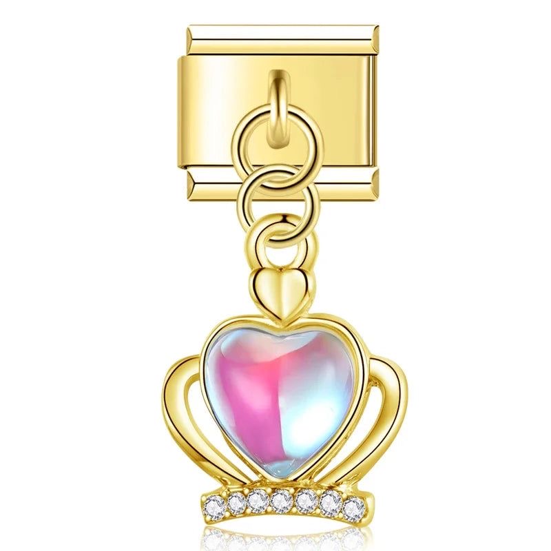 Golden Aurora Heart - Italian Charm
