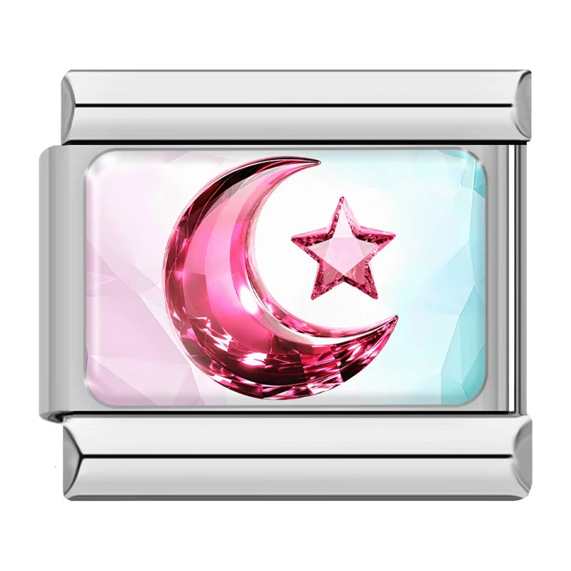 Pink Crystal Moon - Italian Charm