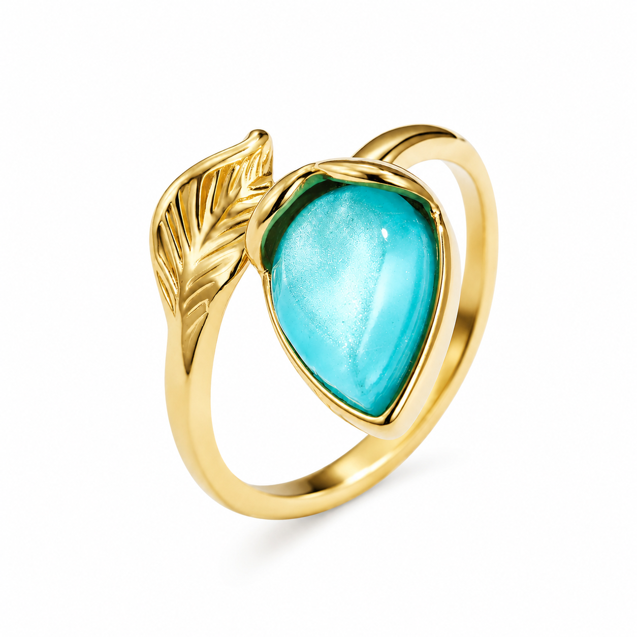 Aqua Leaf Ring │GOLD