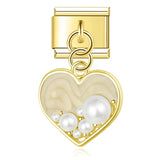 Golden Pearl Heart - ItalianCharm
