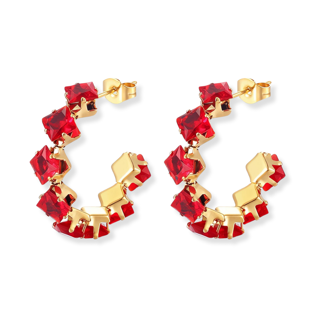 Ruby Glow Hoops | GOLD