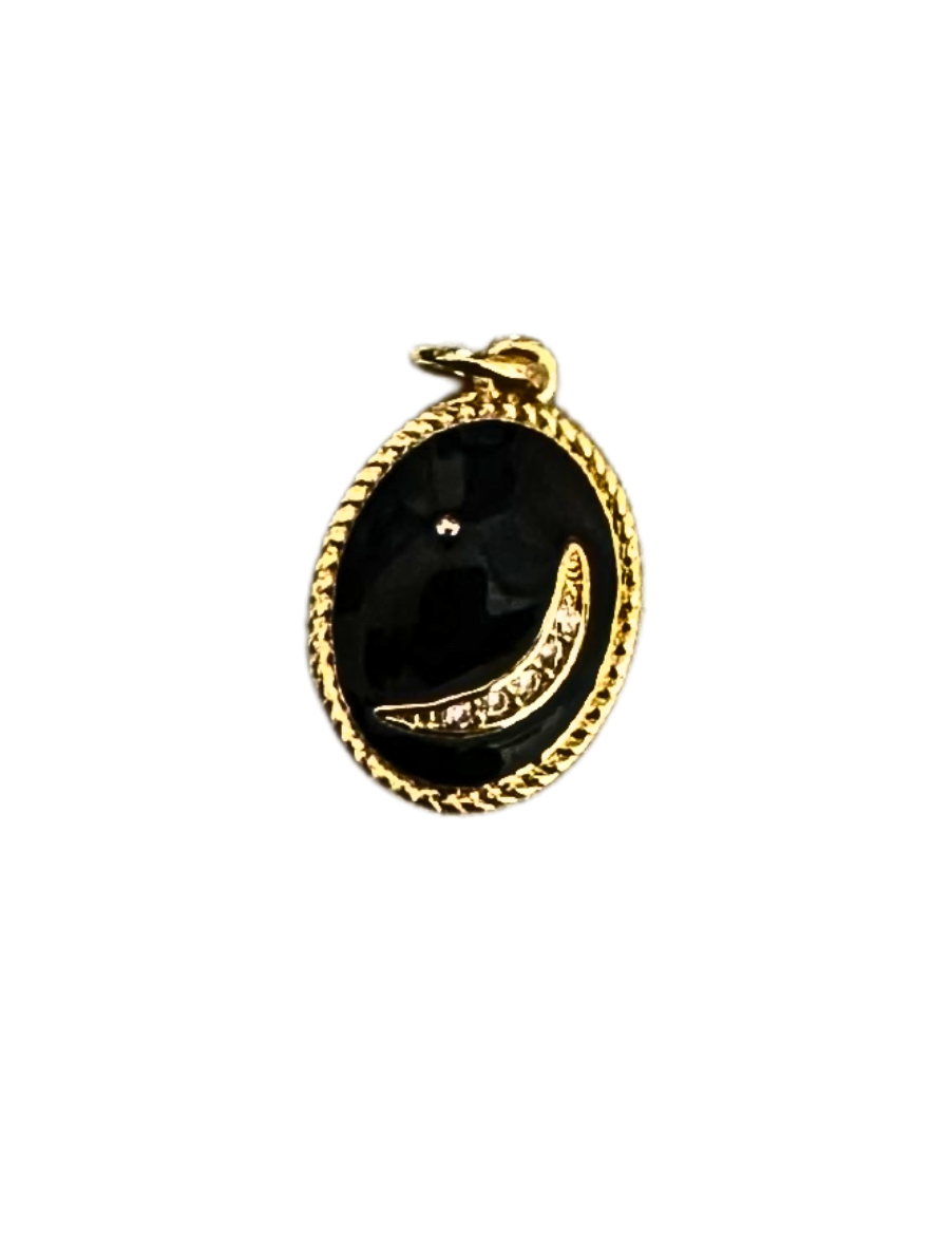 Mond Oval Enamel Gold - Anhänger